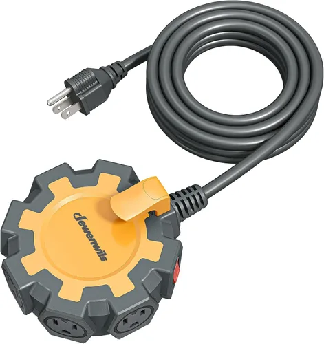Vista 8 de DEWENWILS Regleta de alimentación industrial con concentrador de alimentación de 6 tomas, cable de extensión resistente de 15 pies para garaje, Negro
