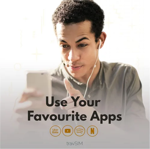 Vista 3 de travSIM Tarjeta SIM de Israel prepago Datos móviles de 6 GB a velocidades 4G/5G SIM israelí funciona en dispositivos iOS y Android Plan