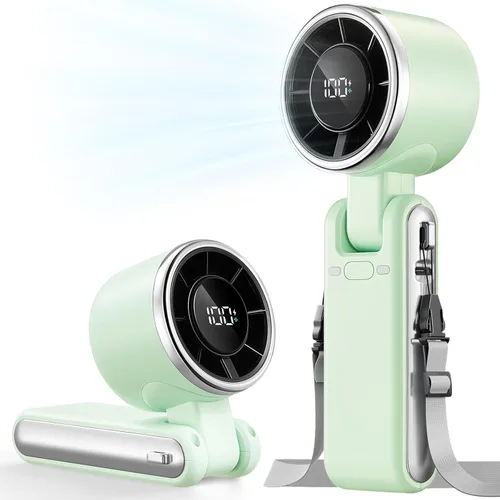 Vista 14 de Ventilador Portátil de Mano Turbo - 5 Velocidades Alta Velocidad 4000mAh Mini Ventilador de Mano Personal Recargable Sopla Aire Frío, Operado por