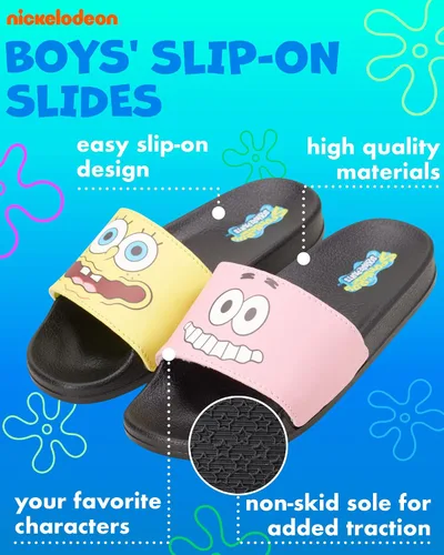 Vista 2 de Nickelodeon Sandalias para niños - Bob Esponja y Patricio BeachPool Soccer Slides (11-5)