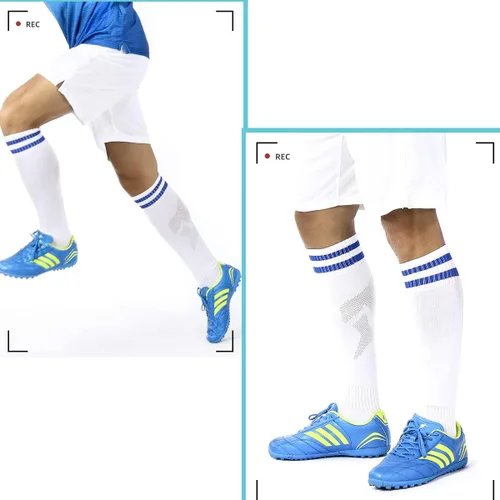 Vista 3 de EIAY Shop 2 pares de calcetines de fútbol para niños y niñas de 5 a 12 años de edad, transpirables, para entrenamiento atlético, calcetines