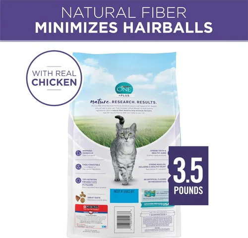 Vista 8 de Purina ONE Alimento natural para gatos para control de bolas de pelo, fórmula +PLUS Hairball - Bolsa de 3.5 libras