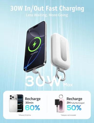 Vista 4 de RORRY CharmGo Portable Charger 20000mAh 30W Power Bank 4 in 1 Battery Pack