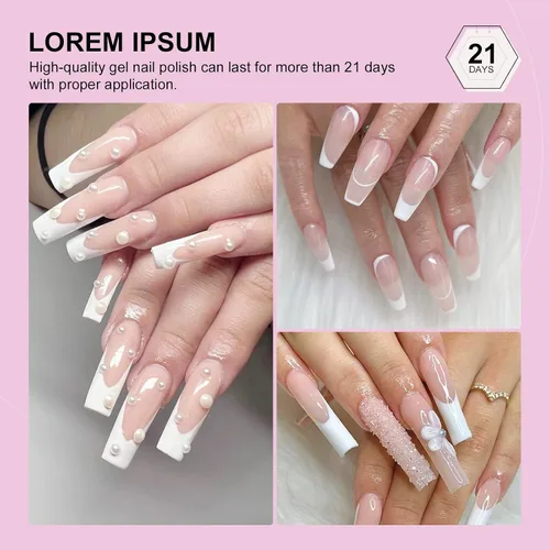 Vista 6 de SAVILAND Esmalte de uñas de gel francés: 1 unidad de 0.3 fl oz de esmalte de gel blanco Easy French Smile Line en 5s Herramienta de uñas de punta