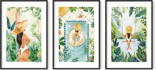 Vista 10 de HAUS AND HUES - Arte de póster Bauhaus - Juego de 3 arte de pared abstracto moderno, pósteres vintage e impresiones, arte de pared azul y amarillo