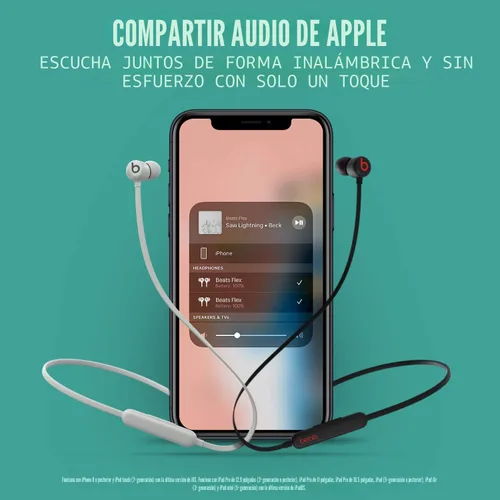 Vista 8 de Beats Flex Auriculares inalámbricos - Chip de auriculares Apple W1, auriculares magnéticos, Bluetooth clase 1, 12 horas de tiempo de escucha, Gris