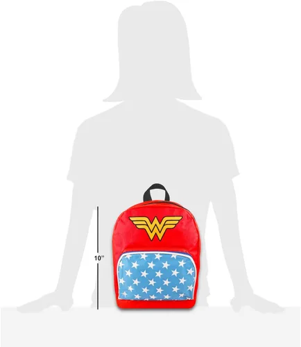 Vista 6 de Wonder Woman Juego de mini mochila Mini mochila Wonder Woman de lona de 10 pulgadas con bolsillo frontal y botella Paquete de mochila Wonder