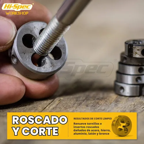 Vista 3 de Hi-Spec Juego de roscas y troqueles métricos, 20 piezas M3–M12 Kit de reparación de roscas para rosca de tornillo y perno, herramientas básicas
