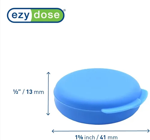 Vista 2 de EZY DOSE Farmacia diaria redonda, compacta, pequeña, discreta, portátil de bolsillo, pastillero, organizador y recipientes de vitaminas, tapas