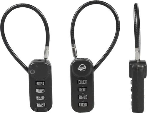 Vista 5 de Candado de combinación de 4 dígitos con cable de 4.7 pulgadas (4.7 in) adecuado para casilleros de gimnasio escolar, botes de basura, equipaje