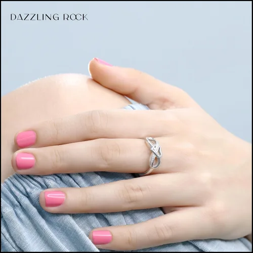 Vista 2 de Dazzlingrock Round White Natural Diamond Infinity Heart Promise Ring