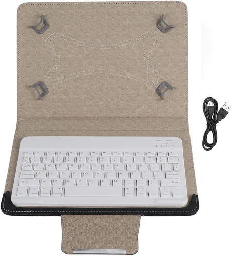 Vista 7 de Teclado Bluetooth con funda de poliuretano para Android/para teléfono inteligente iOS, teclado Bluetooth con funda abatible y soporte para tableta