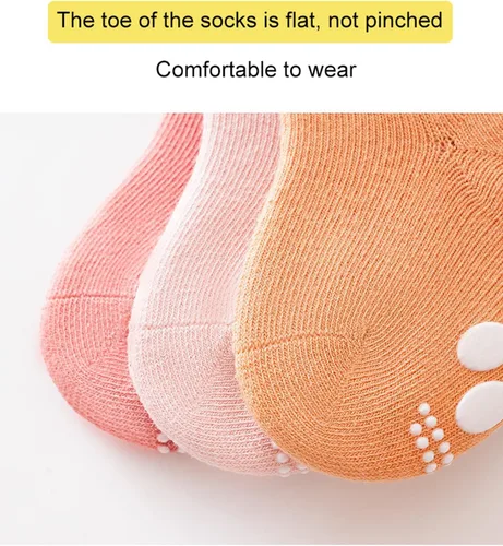 Vista 6 de Calcetines antideslizantes para bebés, calcetines de dibujos animados antideslizantes con puños para niñas, niños y recién nacidos, 6 pares