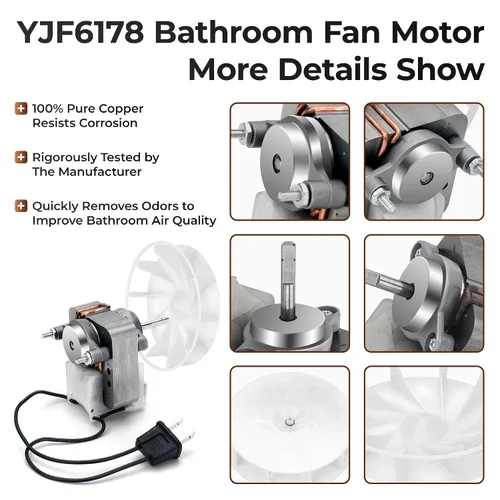 Vista 3 de Motor de ventilador de escape de baño de 70CFM mejorado para reemplazar 99080166 BP28 YJF6178 Motor de baño para Br-oan Nu-Tone Nau-tilus 678 671