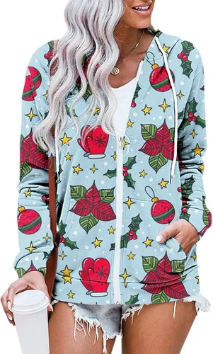 Vista 2 de Women's Sequin Butterfly Graphic Hooded Fashion Comfy Breathable Pullover Tops Full Zip Drawstring Shirt with Pocket