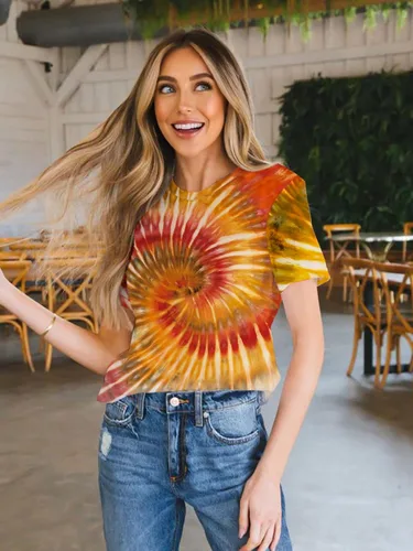 Vista 4 de Camiseta hippie para mujer, diseño de signo de la paz, diseño hippie de la paz, camiseta de traje hippie