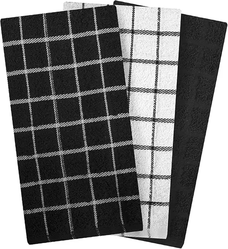 Vista 2 de Ritz Premium Toallas de Cocina de Felpa de Algodón 100% a Cuadros - Altamente Absorbentes, Súper Suaves, de Larga Duración, 25"x15", Paquete de 3
