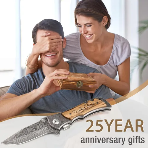 Vista 6 de Regalos de aniversario de 25 años para hombres, 25 aniversario de boda para marido, regalos de matrimonio de aniversario de plata para él
