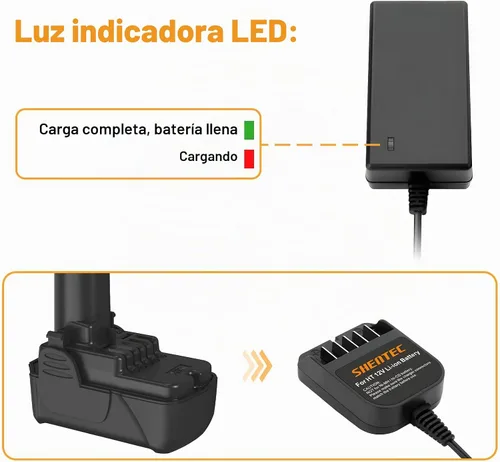 Vista 2 de Shentec Kit de batería de 10.8V-12V 2500mAh compatible con Hitachi BCL1015