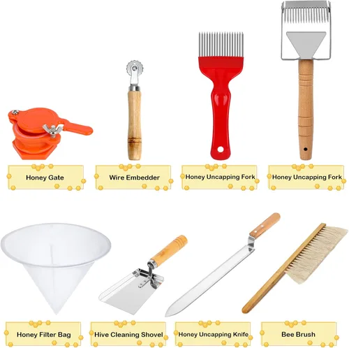 Vista 3 de Blisstime Suministros de apicultura, kit de inicio de 30 piezas, herramientas de apicultura y suministros para apicultura, suministros