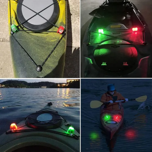 Vista 5 de Kayak Lights for Night Kayaking, Battery Operated Red and Green Navigation Lights for Dinghy, Canoe, Jetski