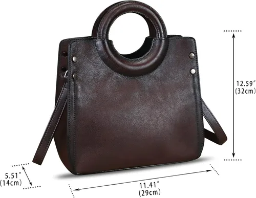 Vista 4 de Bolsos de cuero genuino para mujer, bolso de mensajero de moda vintage de cuero real, bolso de hombro, bolso cruzado
