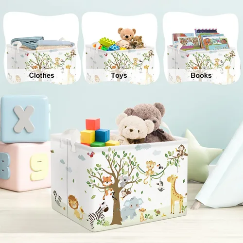 Vista 5 de Clastyle Woodland Nursery Animal Tree Baby Gift Storage Basket para habitación de niños Impermeable grande ropa sucia libro regalo juguete