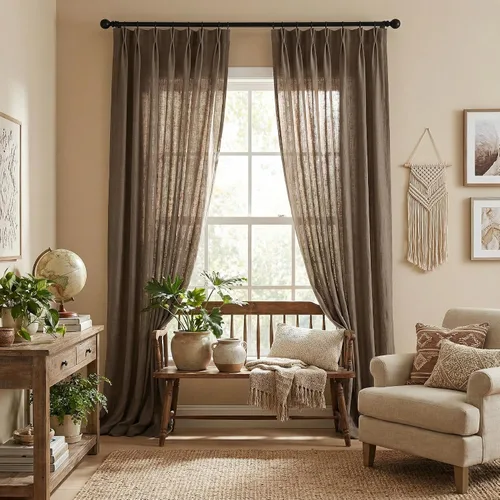 Vista 11 de PONY DANCE Cortinas plisadas de lino rosa de 96 pulgadas de largo para dormitorio, cortinas gruesas con pestaña trasera para sala de estar con 16