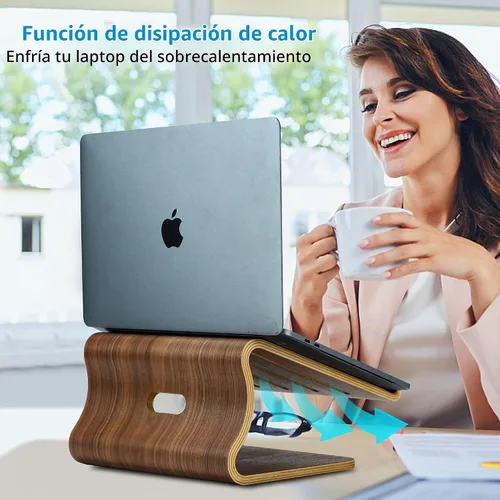 Vista 7 de SAMDI Soporte de madera para computadora de escritorio, soporte para laptop, soporte de computadora de refrigeración de madera, adecuado