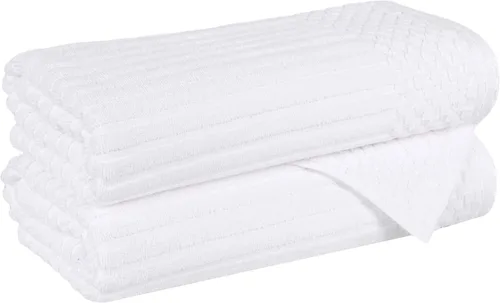 Vista 18 de Superior Juego de 6 toallas de algodón sólido y acanalado, toallas de cara de 13 x 13 pulgadas, toallas de mano de 16 x 28 pulgadas, toallas de baño
