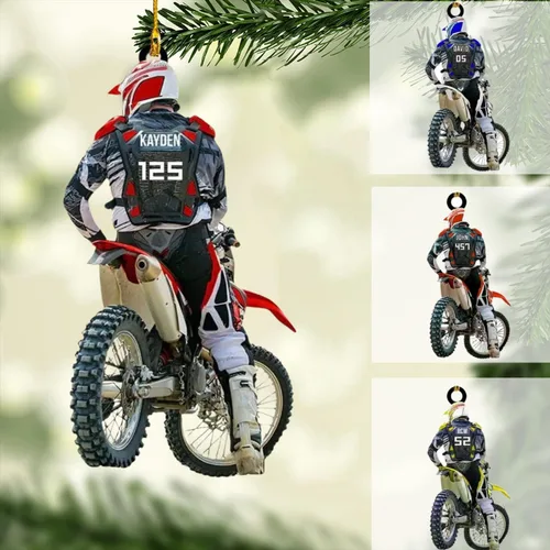 Vista 9 de NAZENTI Adorno personalizado de motocicleta, adornos personalizados de moto de cross para árbol de Navidad, adornos de Navidad de motocross, regalos