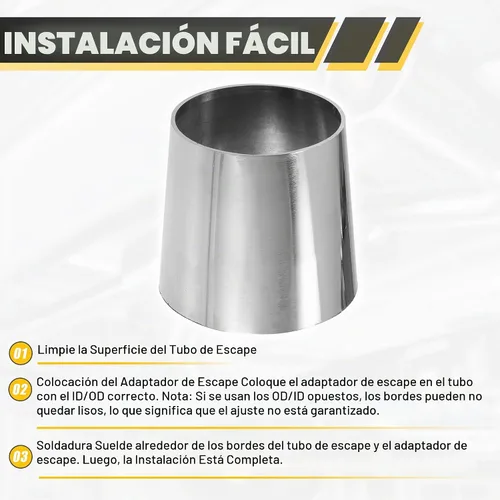 Vista 7 de X AUTOHAUX - Tubo de escape con mandril para coche, codo doblado, tubo de acero inoxidable 304, reductor concéntrico de 2.5" DE a 3" DE, 2 piezas
