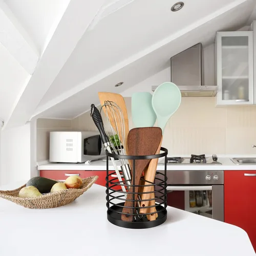 Vista 2 de RedCall Soporte para utensilios para encimera de cocina, soporte de espátula de metal, soporte de utensilios de cocina para cuchara, organizador