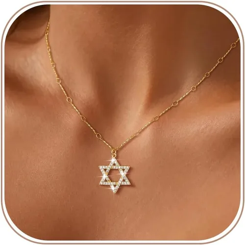 Vista 16 de Ascomy - Collar con dije dorado delicado, chapado en oro de 14 quilates, joyería diaria con dije de hoja con circonia cúbica y corazón pequeño