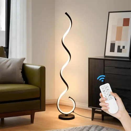 Vista 10 de EIDISUNY Lámpara de pie moderna para sala de estar, lámparas de pie LED en espiral de 3 colores con control remoto e interruptor de pie, lámpara