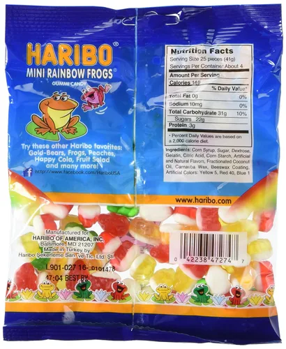 Vista 2 de Haribo Gomitas - Mini Rainbow Frogs - 5 oz