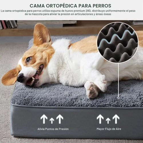Vista 2 de Cama impermeable para perros pequeños, ortopédica, 23 x 17, color Gris