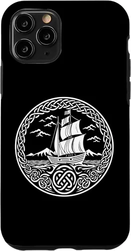 Vista 26 de Funda para iPhone 11 Pro Max Ship Sailing de mitología nórdica con nudos celtas