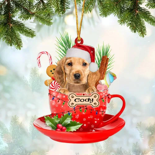 Vista 92 de NAZENTI Adorno personalizado de Alaskan Malamute en taza roja, adorno de Navidad personalizado para perros amantes de las mascotas, colgante