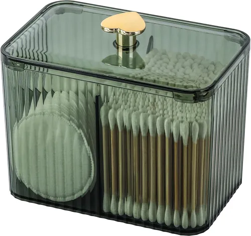 Vista 12 de Tbestmax Dispensador Portahisopo de 2 Secciones, Organizador Transparente de Baño de 2 Rejillas, Contenedor de Almacenamiento de Cosméticos