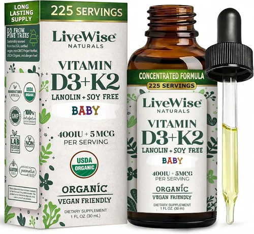 Vista 9 de Live Wise Naturals Vitamina para bebés D3 l USDA Orgánica Organic MCT Oil Formula For Kids and Toddler, Easy Absorption, Supports Immune and Bone