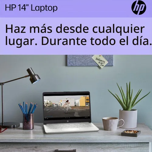 Vista 3 de HP 14 portátiles, Intel Celeron N4120, 8 GB de RAM, 128 GB eMMC + tarjeta