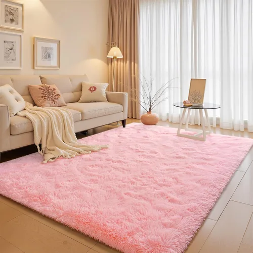 Vista 12 de junovo Alfombra de área lavable y antideslizante, alfombras de área pequeñas y esponjosas, alfombra peluda para sala de estar, alfombra suave
