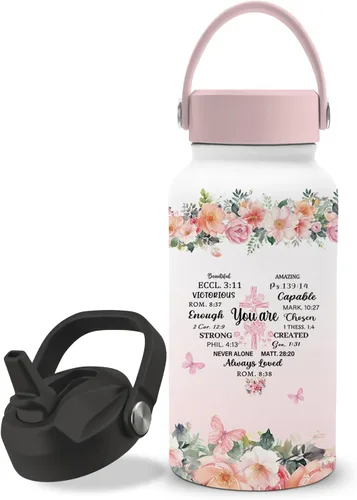 Vista 18 de Botella de agua de contabilidad de 25 onzas con tapa de popote y tapa de bebida directa, botellas de agua de acero inoxidable contables, botella