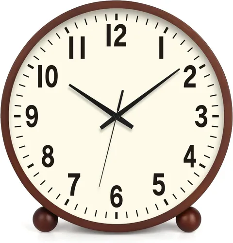Vista 10 de Maxspace Reloj de mesa de madera, reloj de escritorio silencioso sin tictac de 8 pulgadas, funciona con pilas, reloj analógico de escritorio