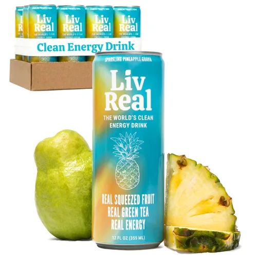 Vista 11 de LivReal Clean Energy Drink – Té Verde Orgánico Cafeína 125mg + L-Teanina 100mg – Fruta Real, Sin Edulcorantes ni Saborizantes – Vitamina C