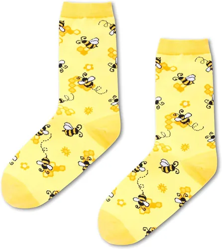 Vista 3 de HAPPYPOP Regalos divertidos de abeja, regalos de dinosaurio para mujeres y niñas, calcetines novedosos con diseño de flamenco y gato para mujer