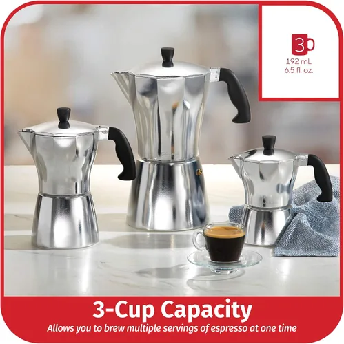 Vista 4 de Goodcook Koffe - Cafetera de 3 tazas de aluminio para café expreso, no eléctrica