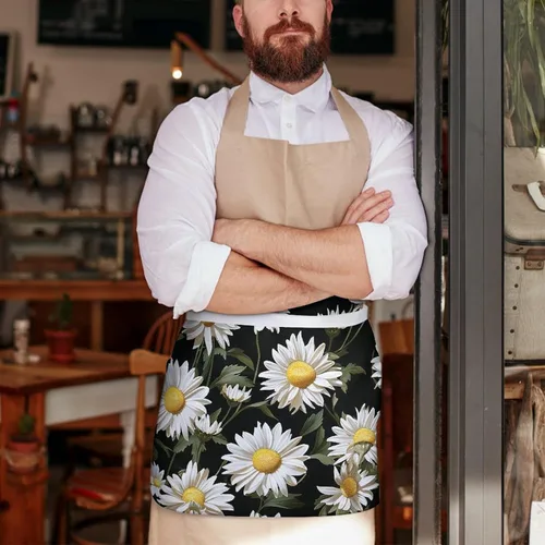 Vista 7 de Server Aprons with 3 Pockets Waist Apron Waterproof Half Apron Short Cooking Aprons Bib