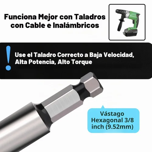 Vista 4 de Broca de 1-1/2 x 11.8 pulgadas para barrenar madera, Broca de 38x300 mm hexagonal larga para madera, madera dura, embarcaciones